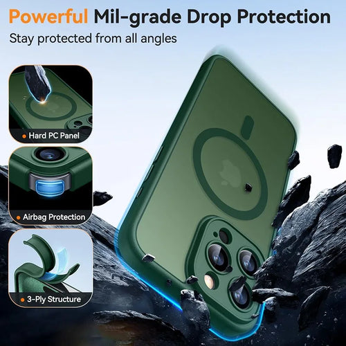 Luxo fosco caso de telefone para iphone 17 16 15 14 13 12 11 pro max 16 15 plus 17 ar para magsafe fosco transparente capa magnética